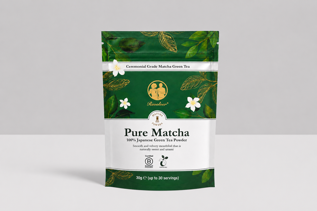 Hana Matcha ceremonial grade Japanese green tea powder in a 30g resealable pouch.